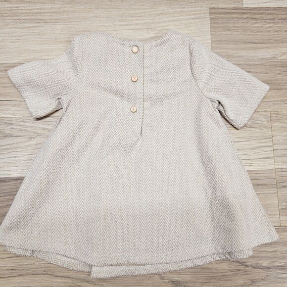 Tahari Baby Girl Cream Metallic Gold Dress Top With Bow 12 Months - Picture 6 of 6